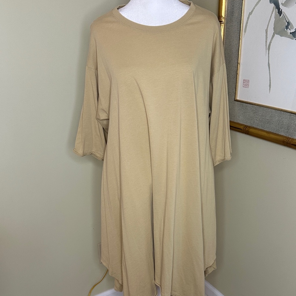 💕 FP Beach Free People Kahana Tunic Dress Size Small Oversized - Tan